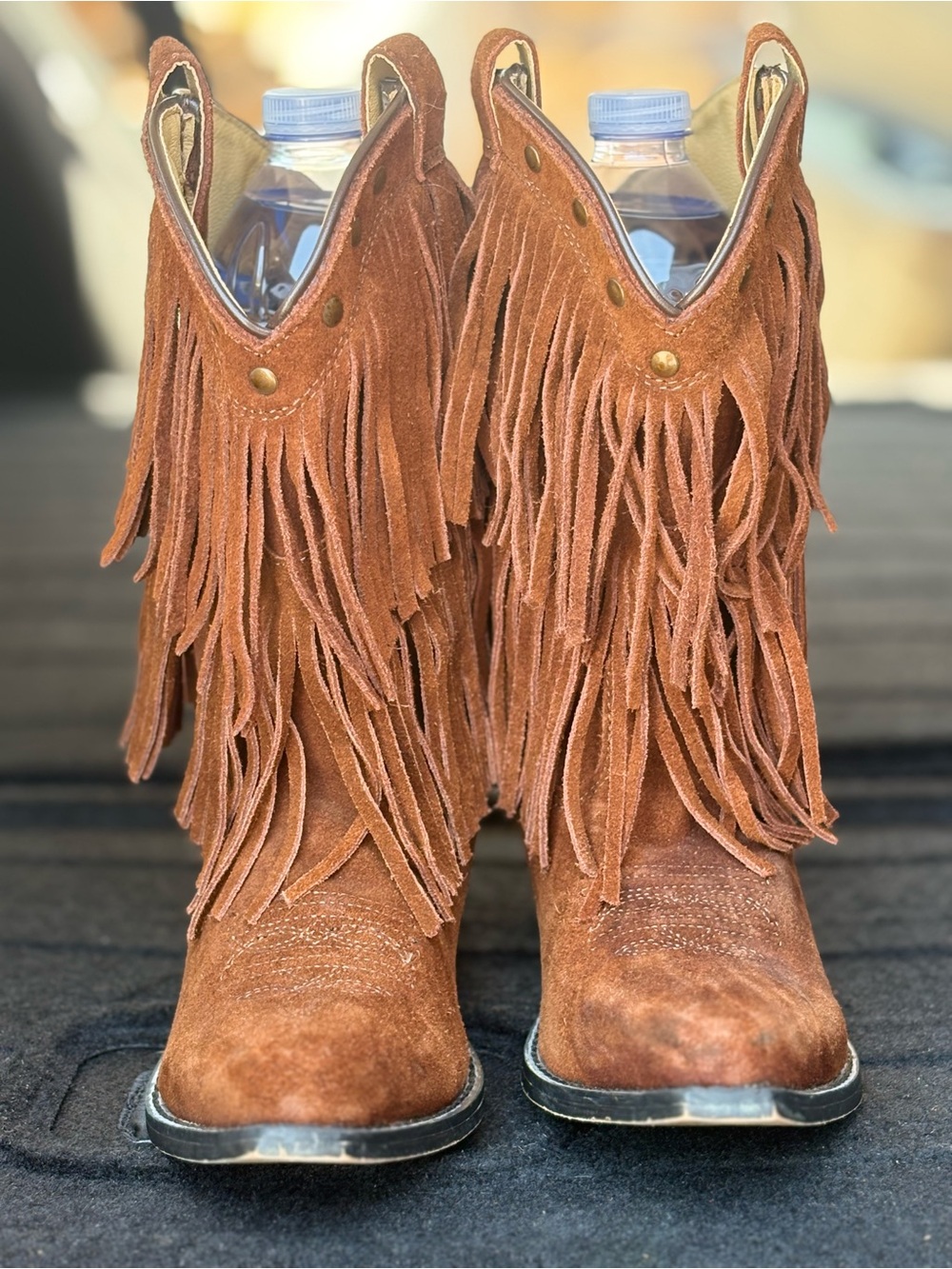 Shyanne Rust Brown Suede Fringe Western Booties